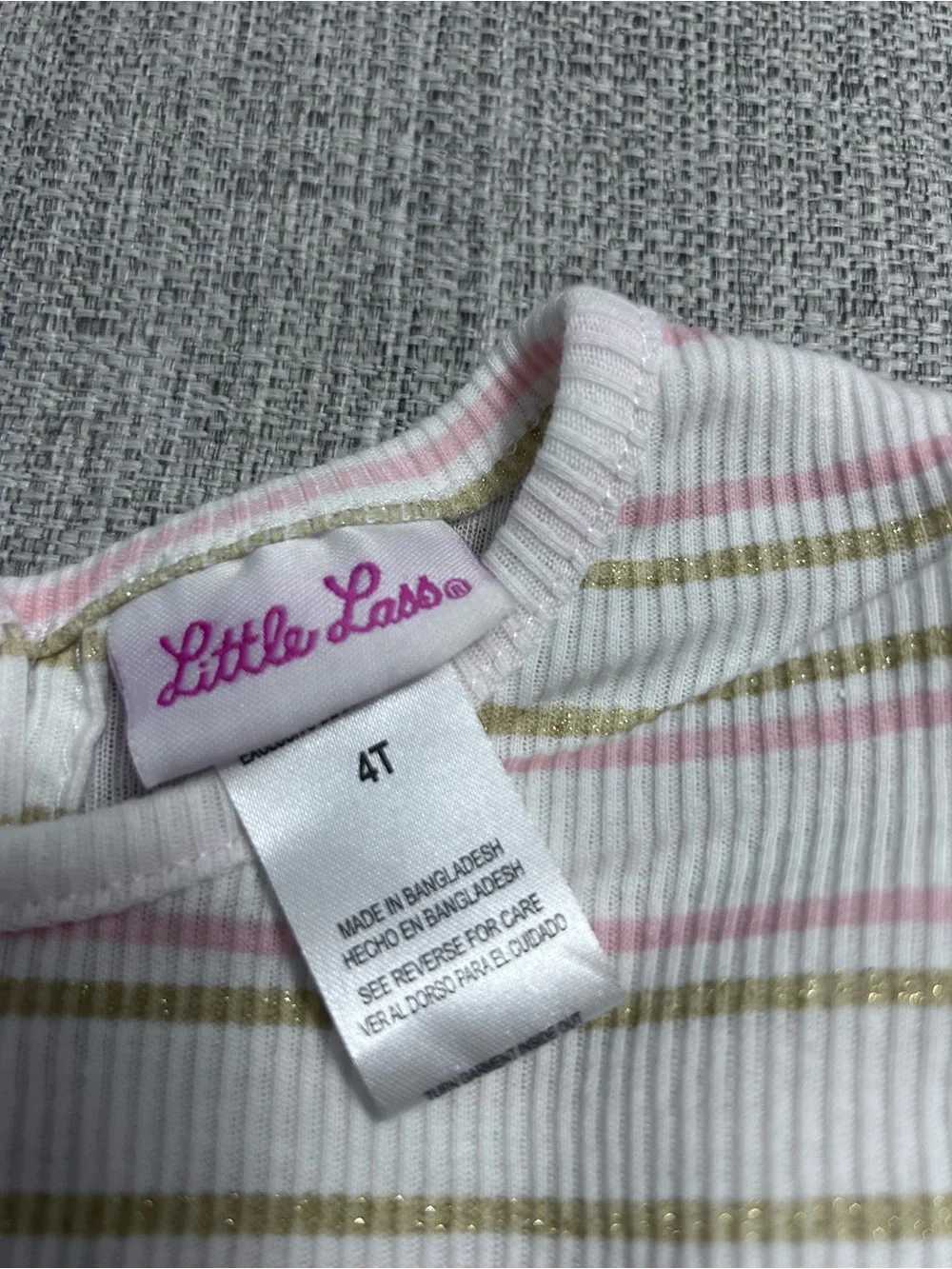 Little Lass Unicorn Overall Romper Striped Ruffle Sleeve Tee w Hat Size 4T NWT